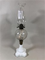 Oil Lamp with Milk Glass Base