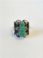 Sterling Artisan Jade Ring Sizeable