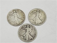 2-1917 s & 1917 D Walking Liberty Half Dollars