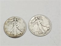 2-1934 S Walking Liberty Silver Half Dollar Coins