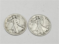 2-1917 D  Walking Liberty Silver Half Dollar Coins