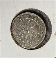 1943c Newfoundland Silver 10 cent coin