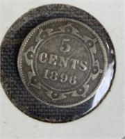 1896 Newfoundland Silver 5 cent Coin