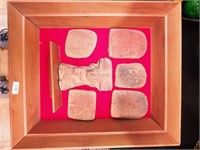 Five bas relief terra cotta plaques and Mayan