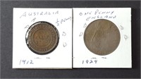 1912 Australia 1/2 Penny & 1929 England One Penny