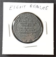 Eight Reales Silver COB Embossed Coin