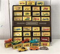 Vintage Matchbox Display , boxes and 8 Cars