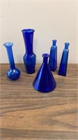 Set of 5 Cobalt Blue Glass ware