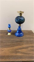 Set of 2 cobalt Blue Oil Lamps