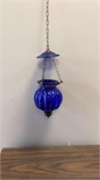 Cobalt Blue Glass Hanging Tea Light