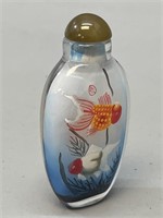 Chinese Koi Fish Reverse Painted Snuff Bottle