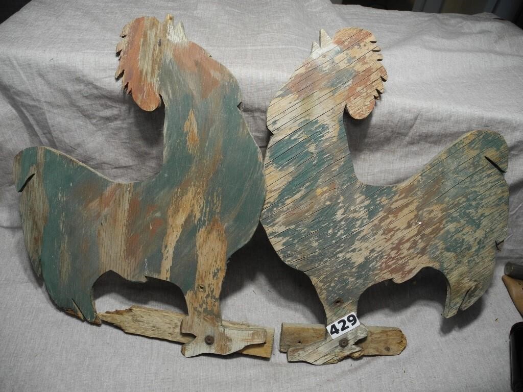 Vintage Folk Art Roosters