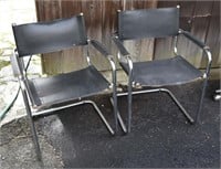 PAIR OF CHROME AND LEATHER CHAIRS