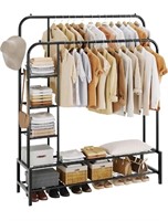 JOISCOPE Garment Rack, Double Rods with Bottom She