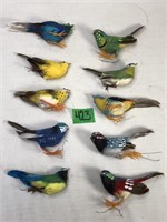 Vintage Feathered Bird Tree Ornaments