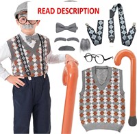 FAYBOX Old Man Costume for Kids  5-7 yr