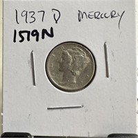 1937-D MERCURY SILVER DIME