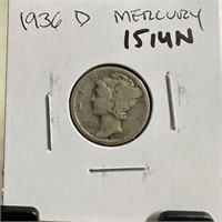 1936-D MERCURY SILVER DIME