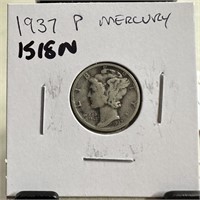 1937 MERCURY SILVER DIME