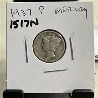 1937 MERCURY SILVER DIME