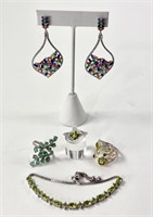 Sterling Silver Peridot Earrings Rings and More