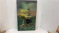 20x12’’ painted lighthouse on slate, signed