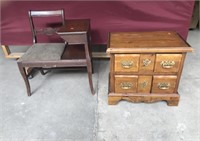 Vintage Mahogany Gossip Bench, Pine Nightstand