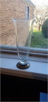 Glass vase with silver plated bottom approx 12