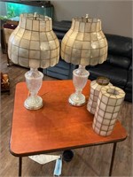 2 crystal lamps, plastic shades- extra ones too