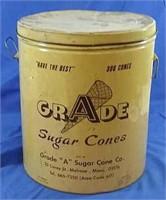 Vintage metal can with lid  12" round x 14" h