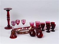 Large Group of Ruby Red Glassware