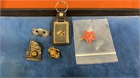 Miscellaneous lot of military pins and keychain