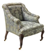 FRENCH LOW ARMCHAIR IN SILK JACQUARD UPHOLSTERY