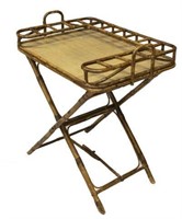 BUTLER'S BAMBOO BAR TRAY ON FOLDING STAND