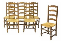 (6) FRENCH PROVINCIAL RUSH SEAT CHAIRS