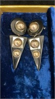 Retro mirrored clip on earrings - 3.5 inches long
