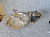 VINTAGE SILVER PLATE & DIVIDED SERVING TRAY