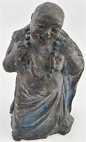 Cast Bronze-Look Laughing Buddha Sculpture