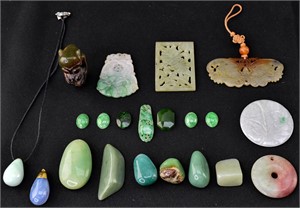 21 Pc Nephrite Jade, Jadeite, & Serpentine Items
