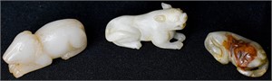 3 Chinese Carved Jade Animal Figures