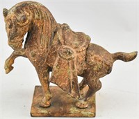 Vintage Gilt Cast Iron Tang Dynasty War Horse