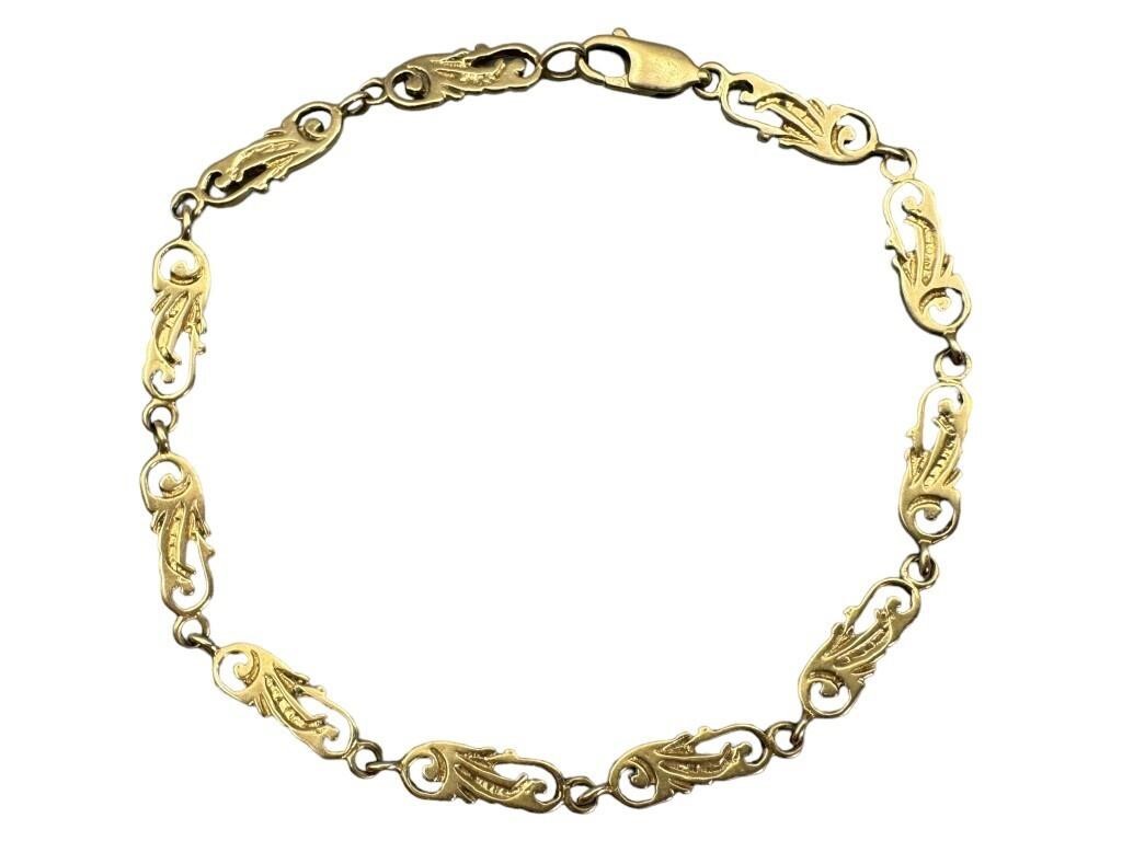 14k Vintage Decorative Link Bracelet