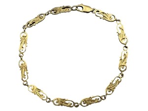 14k Vintage Decorative Link Bracelet
