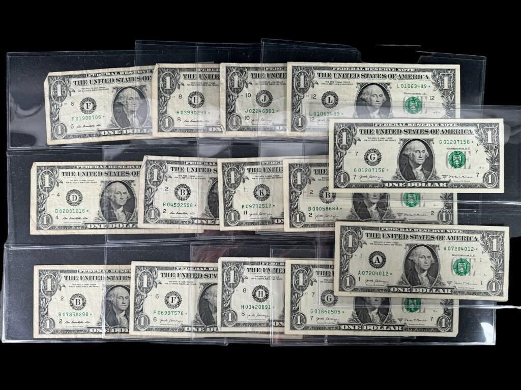 14 Star Green Seal Dollar Bills
