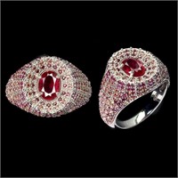 Natural Red Ruby & Sapphire Ring