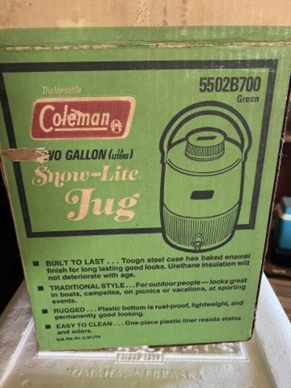 Vintage Coleman, 2 gallon snow lite jug inbox