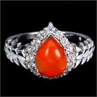 Natural Orange Opal Ring