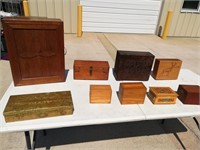 (9) Wooden Boxes, Antique Surveyor Case