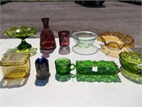 (10) Depression & Colored Glass Pieces