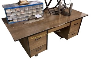 Mid century pressed wood desk, scratches and